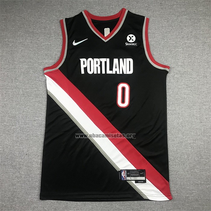 Camiseta Portland Trail Blazers Damian Lillard NO 0 Icon 2021-22 Negro